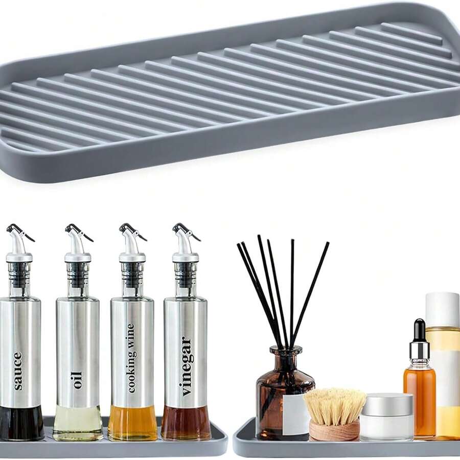 1/2/3pcs Drain Mat, Bathroom Vanity Draining Mat, Waterproof Countertop Mat, Soap Dish & Toothbrush Holder Multi-Function Storage Mat