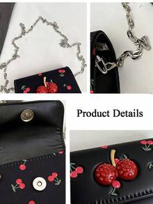 Cute Cherry Print Mini Bag, New Overseas Summer Sweet Mini Lipstick Bag, Four Colours Available,Chain Crossbody Earphone Bag, Shoulder Bag, Fashionable Korean Style Crossbody Bag,Gifts For Meetings, Birthday Presents, Suitable For Both Everyday Life And Holiday Travel - Nhiều màu - Xem 6