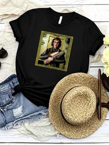 T-shirt femme imprimé Log Lady*Taille Large*Impression Sainte Montagne*Coton épais*Rare* - Noir - Voir 1