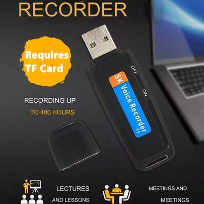 YAIUZGOO Gravador de Áudio Digital Pen Drive USB, Gravador de Voz Portátil Pen Drive USB, Suporta Cartão de Memória de até 32GB, Gravador de Voz Digital Compacto e Portátil, Adequado para Reuniões, Entrevistas e Salas de Aula (Cartão de Memória Não Incluído)