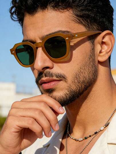 1 pièce Lunettes de mode élégantes et minimalistes à petite monture ovale pour hommes, convenant pour la conduite, les voyages, les sorties décontractées, les vacances, les activités de plein air et l'usage quotidien