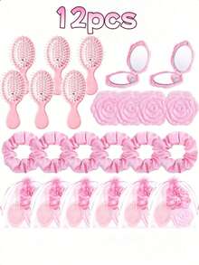 7pcs Women's Sleeping Set Includes Pillowcase, Shower Cap, Eye Mask, Decorative Storage Bag, Hair Scrunchies, Suitable For Nighttime Use Hair Sleep Cap Sleep Bonnet - Multicolor - View 6