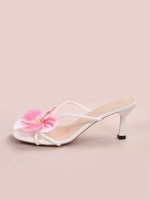 Delicate Strap Floral Decor Design Stiletto High Heel Sandals, Elegant And Slimming - Hot Pink - View 4
