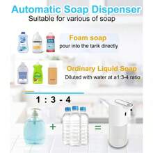 DONASIRA Máy phân phối xà phòng tự động thông minh gắn tường không chạm, dung tích lớn 400ml, bơm tạo bọt xà phòng nhanh chóng dùng trong gia đình, chai rửa tay di động, dung dịch sát khuẩn tay công cộng có thể sạc lại, máy tạo bọt rửa/làm sạch - Nhiều màu - Xem 9
