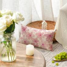 1PC Spring Pink Striped Small Daisy Pillowcase, 12 X 20 Inch Floral Summer Sofa Cushion Cover, Single-Sided, Pillow Insert Not Included - Pink - View 4