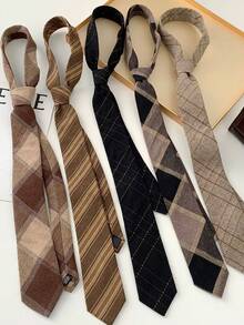 1 Piece High-End Fashion Unisex Pointed Scarf, Long Retro Casual Plaid British Niche Necktie, Multifunctional Belt, Gift - Multicolor - View 5