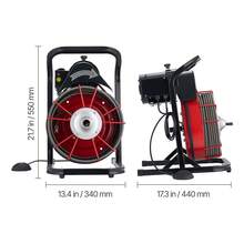 Drain Cleaner Machine 75 FT X 3/8 Inch, Sewer Snake Auger Manual Feed With 4 Cutters & Air-Activated Foot Switch For 2" To 4" Pipes - 75 FT X 3/8 Inch - View 10