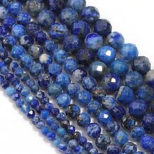 天然青金石刻面珠子，2/3/4毫米圆形隔珠散珠，时尚首饰制作材料，DIY独特项链、手链、耳环配件 - 青金石 - 查看 6