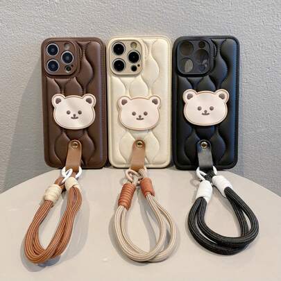 【新製品発売】韓国 新デザイン 3D文字の小熊 ダウンジャケット用ハンドストラップ iPhone17/17pro/17promax/16/16pro/16promax/15/15pro/15promax/14/14pro/14promax/13/13pro/13promax/対応、女性に人気、ミニマリストデザイン、携帯ケース、全機種保護カバー、防水、耐衝撃、落下防止、傷防止。
