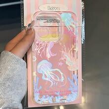 1 pieza Funda de teléfono suave de TPU con estampado colorido de medusa, compatible con series 17 16 15 14 13 12 11 Plus Pro Max, funda protectora con estilo personalizado INS, protección de Body completo minimalista y diseño lindo - Multicolor - Ver 6