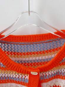 Áo khoác cardigan dài tay kẻ sọc cài một hàng khuy dành cho nữ - Nhiều màu - Xem 5