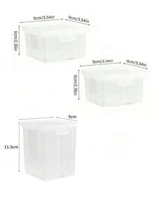 1pc/2pcs Cotton Swab Storage Box, Cotton Swab Holder, Makeup Remover Pad Pad Transparent Plastic Box With Flip Cover - Clear - View 12