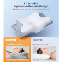 Almohada ultra de alivio del dolor con enfriamiento para soporte de cuello almohada cervical ajustable para dormir cómodamente almohadas de espuma viscoelástica con contorno ergonómico sin olor - Gris - Ver 2