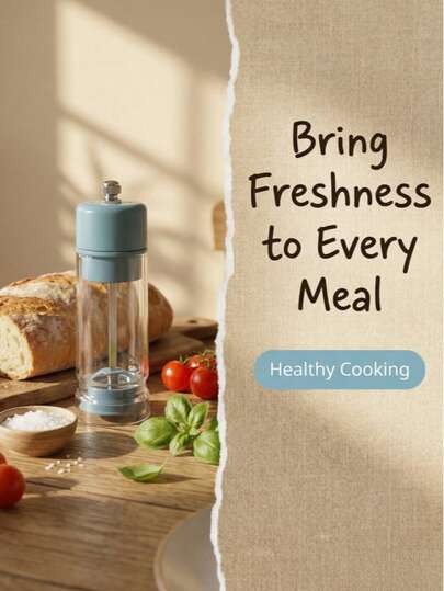 1pc Adjustable Ceramic Core Pepper Grinder (Gray/Blue) : Compact And Round In Appearance, Anti-Slip And Easy To Hold, It Is Suitable For Freshly Ground Seasoning Of Light Food Spices, Freshly Ground Black Pepper And Sichuan Pepper To Enhance Freshness, Etc. It Is Ideal For Home Cooking, Picnics And Barbecues In A Pastoral Style And Is A Great Kitchen Luxury Item.