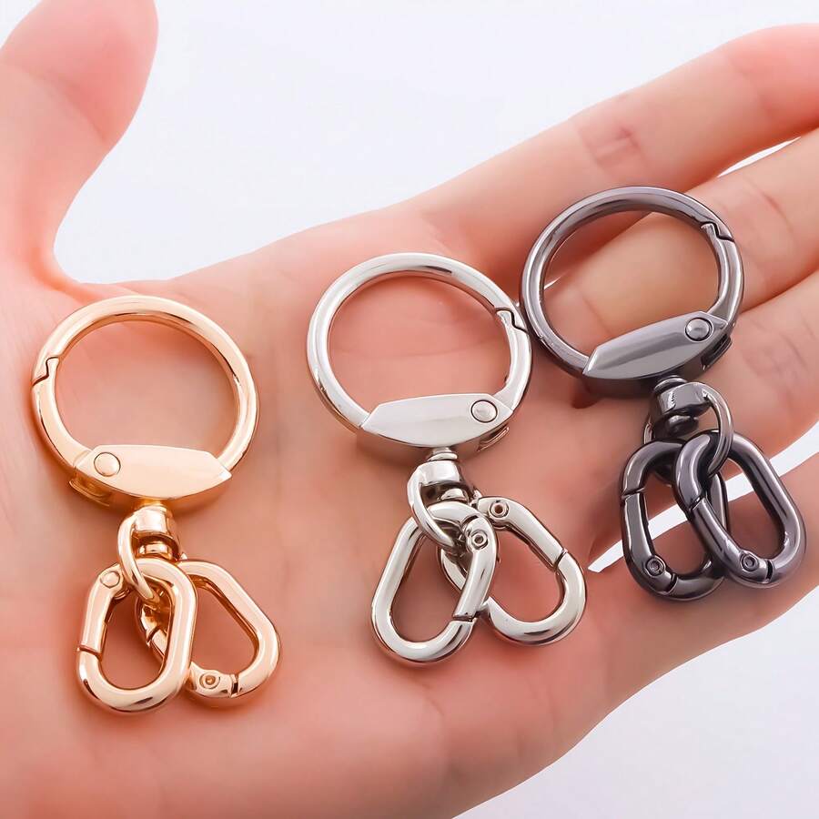 2 Keychains With Lobster Clasps, Dog Clasps, Open Snap Hooks, ID Card Hooks, Spring Clasps, Hook Clasps, And Backpack Clasps - Silver - View 1