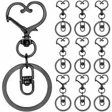 10个心形钥匙扣，带龙虾扣和旋转环，适用于钥匙链、包包挂饰、DIY工艺品和礼品。 - 愛心中8平圈 - 查看 9