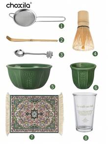 choxila 4/8pcs Pink/Green Matcha Set, Ceramic Bowl, Plastic Matcha Whisk, Matcha Accessories, Dishwasher , Easy To Clean - Green Set - View 14