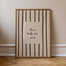 1pc Frameless "How Lucky We Are" Daily Quote Vintage Brown Striped Wall Art - Cozy Inspirational Decor Suitable For Bedroom, Dorm, Home Office, Classroom, Room Decor, Decoration, Bedroom Decor, Wall Art - Stripe - View 4