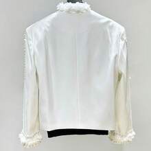 Spring And Autumn Rhinestone Suit Top, Artistic Pearl Jacket Jacket, Performance Stage Short Style - 白色 - 查看 3