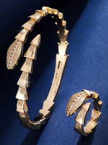 2pcs Luxury Jewelry Bracelet And Ring Set, Suitable For Women's Daily Wear And Gift - Bracelet Ring Set - View 6