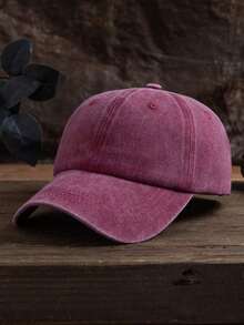 Men Solid Baseball Cap - 勃根地 - 查看 6