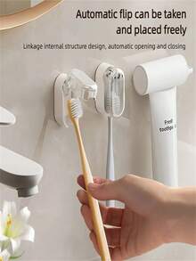 1pc Cute Star Shaped Plastic Toothbrush Holder - No Installation Bathroom Storage Rack, Adorable Expression Design, Made Of Plastic, Suitable For Electric And Manual Toothbrushes, With Toothpaste Storage Space, Space-Saving Toothbrush And Toothpaste Organizer, Bathroom Accessory - Multicolor - View 10