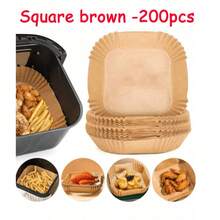 Bộ 200/100/50/25 giấy lót nồi chiên không dầu, giấy lót rổ chiên không dầu chống dầu và chống thấm nước, giấy lót nồi chiên không dầu 6 inch (100/50/25 miếng), giấy nướng vuông chống dính 6 inch, giấy silicon ăn được, giấy hút chân không dùng cho lò nướng BBQ, giấy tái sử dụng, tương thích với hầu hết các loại nồi chiên không dầu, quà tặng ngày Valentine, quà tặng sinh nhật, một món quà tuyệt vời cho nhà bếp. - Nhiều màu - Xem 13