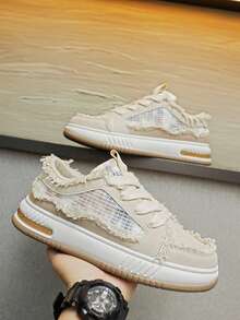 2026新款男士小众麻绳帆布鞋，休闲厚底舒适透气运动鞋 - 米色 - 查看 5