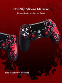 2026 New Red Spider Web 4 Controller Cover Set, Non-Slip Silicone Protective Case + Raised Joystick Caps, Supports Charging With Protective Case, Separate Case/Caps/Set Available, Anti-Slip, Anti-Sweat, Anti-Dust, Anti-Scratch, Enhances Grip, Improves Gaming Experience, Best Gift For 4 Players, Christmas/New Year 2026 Gift, Holiday Promotion/Christmas Special Edition, Children/Family Gift - Multicolor - View 3