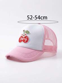 Mũ lưỡi trai lưới thêu hình quả anh đào đỏ cho bé gái, mũ snapback thoáng khí theo mùa, chống nắng mùa hè. - 1PC - Xem 8