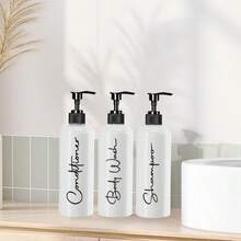 3pcs-Set Of 16.9oz Modern Gold Design Pump Bottle,Refillable Shampoo And Conditioner Dispenser Empty Shower Plastic Bottles With Pump For Bathroom Lotion Body Wash - White - View 5