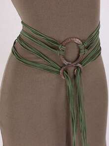 1pc Long Rope Knotted Waist Belt, Women's Nordic Witch Waist Chain, Troll Diagonal Waist Belt, Accessory, Suitable Bohemian Style Dresses - A - 查看 5