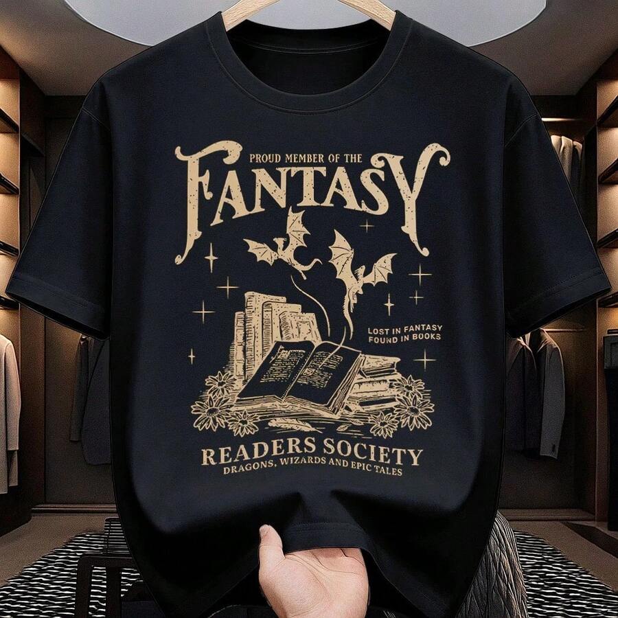 Women's T-Shirt/Blouse, Literary And Fantasy Books Society, Stylish, 100% - 黑色 - 查看 1