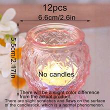 Bộ 6/12 chân nến màu hồng, chân nến tealight thủy tinh màu hồng, thích hợp trang trí bàn tiệc cưới, tiệc cô dâu, tiệc trà phong cách Boho, quà tặng tiệc cưới, trang trí nhà cửa, trang trí tiệc màu hồng, Ngày Valentine. - Hồng - Xem 14