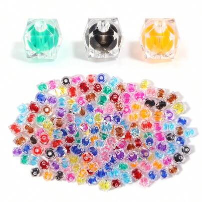 100/200pcs/Pack Acrylic Colorful Transparent Polygon Beads, 8/10mm Diamond Shaped Cylinder Beads, Suitable For Making Phone Chains, Bracelets, Jewelry, DIY Colorful Focal Bead Strands, Pen Beads