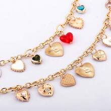 1 pièce Porte-clés de luxe en forme de cœur, style punk doux, pendentif de sac incrusté de pendentif d'amour. Accessoires de bijoux, cadeau magnifique pour les amis - Multicolore - Voir 13