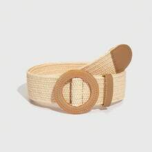 1pc/2pcs Bohemian Straw Waist Belt Set, Suitable For Women Summer Beach Vacation - Camel - View 7