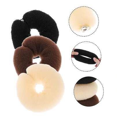 1个精致复古发髻器 - 空心发圈，适合打造经典发髻，DIY泡沫发髻器带夹子，时尚发饰，适用于马尾辫和发髻，适合14岁及以上人群（单件装，纯色）