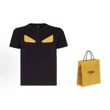 FENDI Monster Eyes Pattern Crew Neck Short Sleeve T-Shirt, Men's, Black - Black - View 3