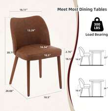 Silla para Comedor moderna Set de 2 Unidades, Silla de cocina tapizada con Tela Duradera de Cuero PU (Textura Lino) con asiento acolchado para Mayor Confort, Silla para Comedor Estilo Mid - Century con patas de madera, ideal para Sala de Estar, Restaurantes y Cafés - Piel sintética marrón - Ver 2