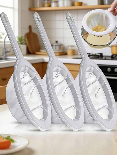 100/200/400 Mesh Washable Nylon Ultra Fine Filter Mesh Strainer Spoon Sieve Soy Milk Juice Coffee Tea Filter Kitchen Colander