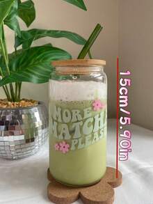 Cốc cà phê matcha đá - Cốc thủy tinh có ống hút kiểu nữ tính, cốc đựng đồ uống lạnh có ống hút, cốc trà sữa, nước ép có ống hút, món quà tuyệt vời nhất dành cho các cô gái! - Nhiều màu - Xem 4