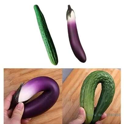 Ornamento de verduras de simulación realista, suave y artificial, réplicas de ornamento de berenjena y pepino para exhibición