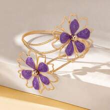 Fashion Exaggerated Irregular Pattern Hollow Flower Bracelet For Women, Elegant Versatile Arm Cuff - 粉色 - 查看 2