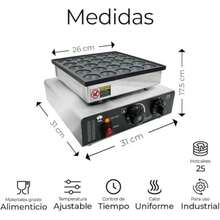 Máquina Industrial para Mini Hotcakes con Capacidad de 25 Unidades, Color Plateado, Control de Temperatura Ajustable, Superficie Antiadherente, Ideal para Negocios, Eventos o Uso Profesional - Tipo de Enchufe A USA (110-127V) - Ver 2