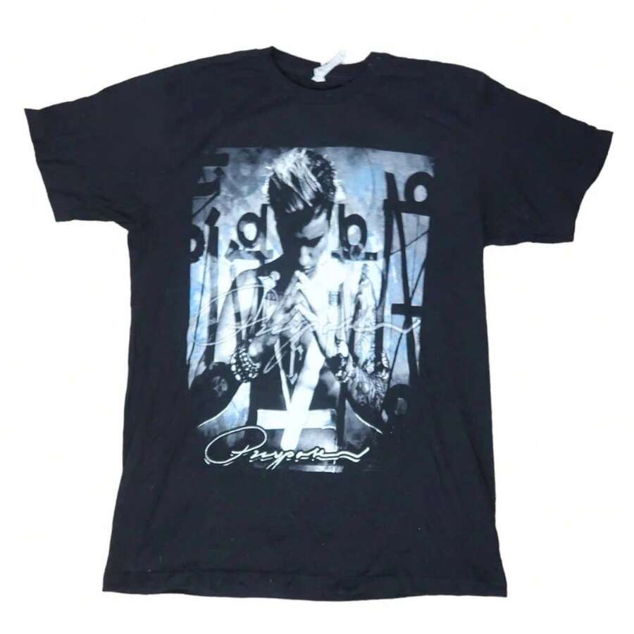 Justins Biebers Black Graphic T-Shirt 2016 World Tour - màu đen - Xem 1