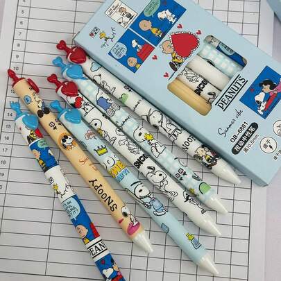6pcs Ballpoint Pens Set, Cute Cartoon Stationery For School Office, Party Favor Holiday Gift (Random Style)