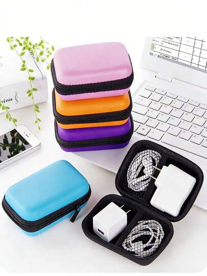 Sac de rangement pour câble de données, chargeur, câble de charge, rangement et organisation d'articles, hub, boîte de rangement longue bande, sac de rangement portable pour casque pour les voyages, les activités de plein air. Organisateur de câbles, accessoires de chargeur, essentiels de voyage