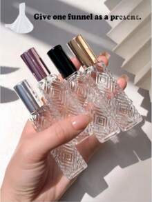 1/3pcs 12ml Refillable Aluminum Sprayer Glass Bottle, Diamond Pattern Mini Perfume Atomizer, Travel Cologne Spray Pump Bottle, Suitable For Room, Bedroom, Daily Use, Perfume, Glass Container, Perfume Sprayer, Refillable Container, Glass Bottle - Multicolor - View 1