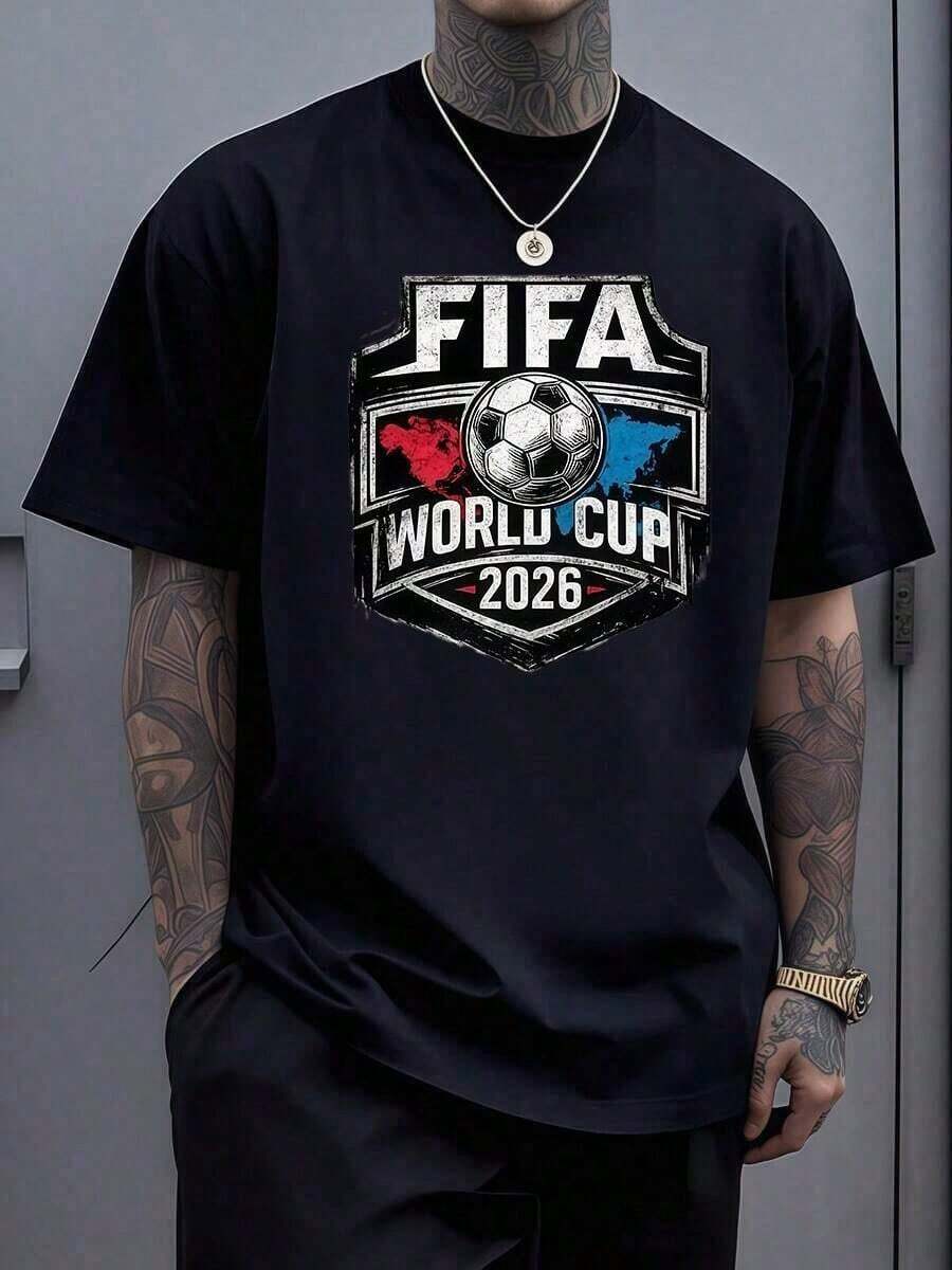 1pcsWorld Cup 2026 100% Cotton T-Shirt |   USA CAN MEX Soccer Tee |   2026 Football Cup Fan Apparel |   North America Host Nations Graphic Tee | Soccer Fan Gift, World Cup T-Shirt, USA World Cup Shirt 2026, World Cup USA Sweatshirt, Political Soccer Fan Tee,World Cup 2026 T-Shirt, Soccer FIFAS Sweatshirt, United States Canada Mexico, USA Canada Mexico Soccer Top, Summer Tournament Supporter Outfit, 2026 World Tournament180g-Men's Plus Size Short Sleeve T-Shirt World Cup Football Graphic Summer Tops Casual Loose Tee - 黑色 8 - 查看 1